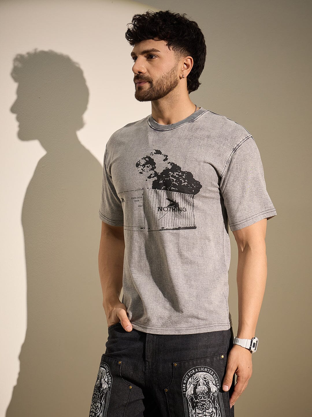 Acid Grey Container Graphic Oversized Tshirt - Image 2