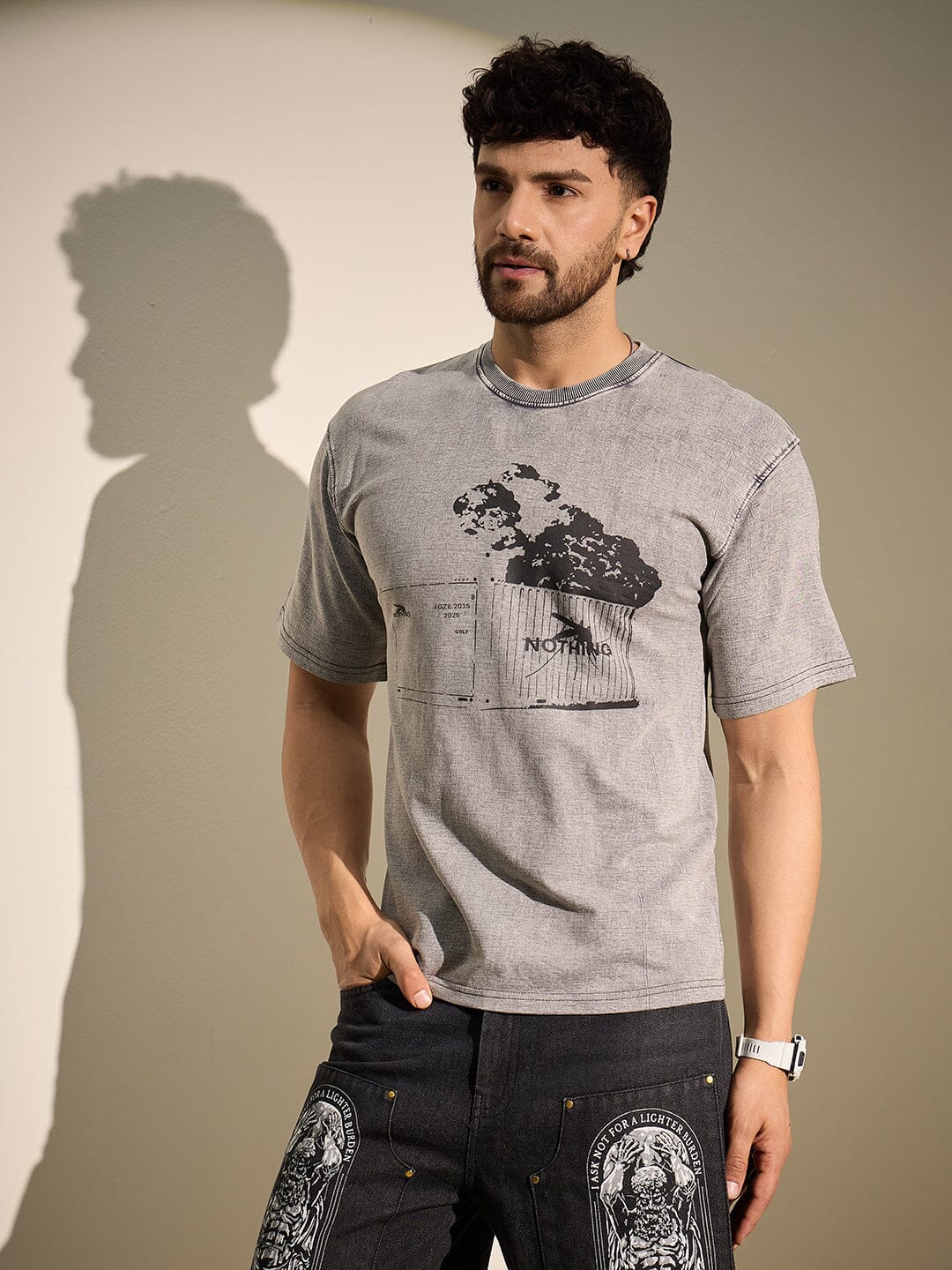 Acid Grey Container Graphic Oversized Tshirt - Image 4