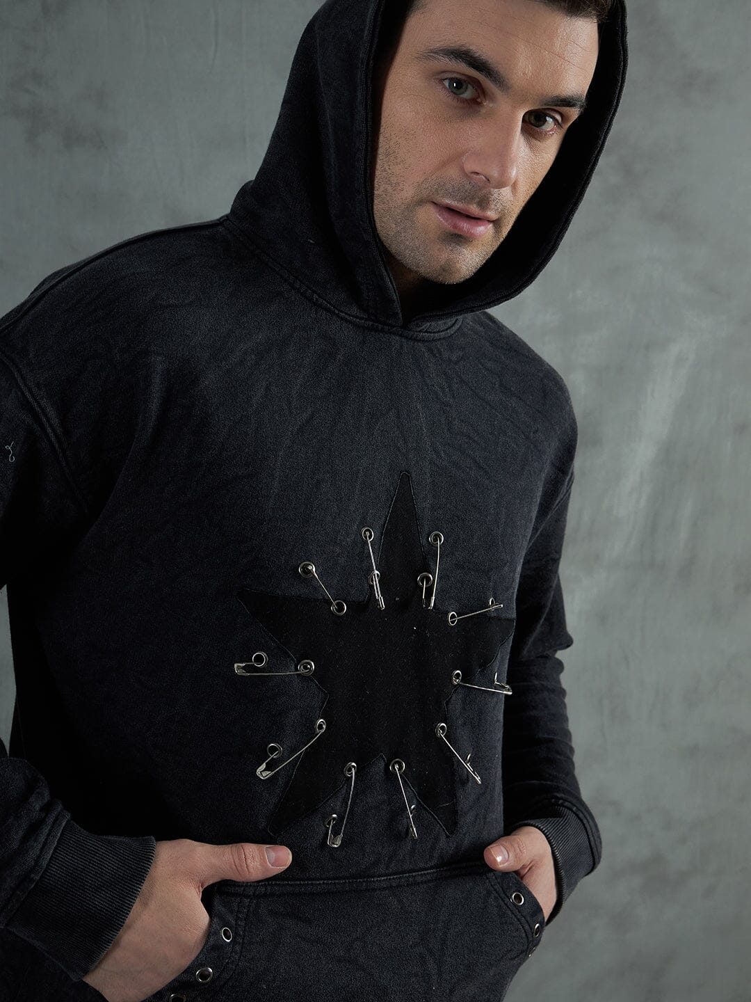 Acid Star Safety Pin Oversized Hoodie - Image 2