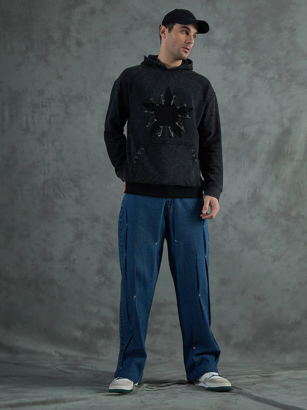 Acid Star Safety Pin Oversized Hoodie - Image 3
