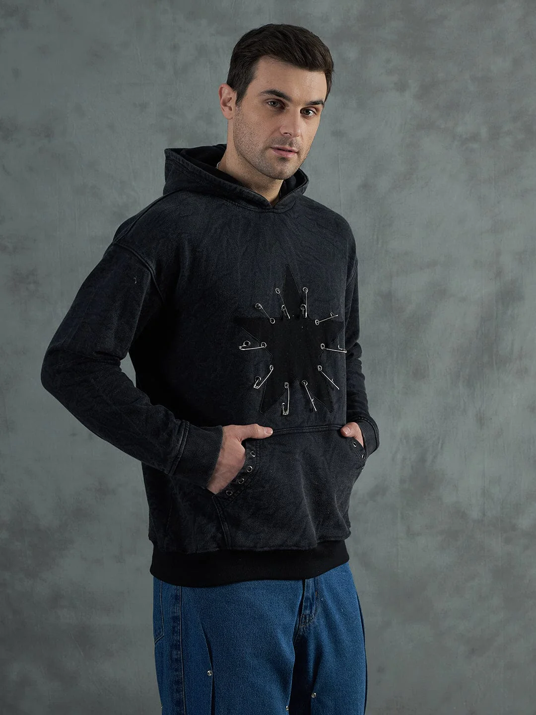 Acid Star Safety Pin Oversized Hoodie - Image 7