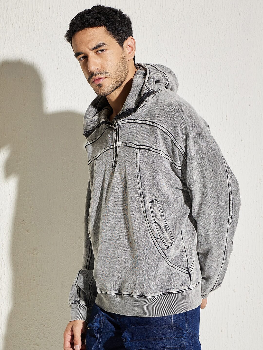 Acid Washed Baggy Smugglers Hooded Sweatshirt - Image 3