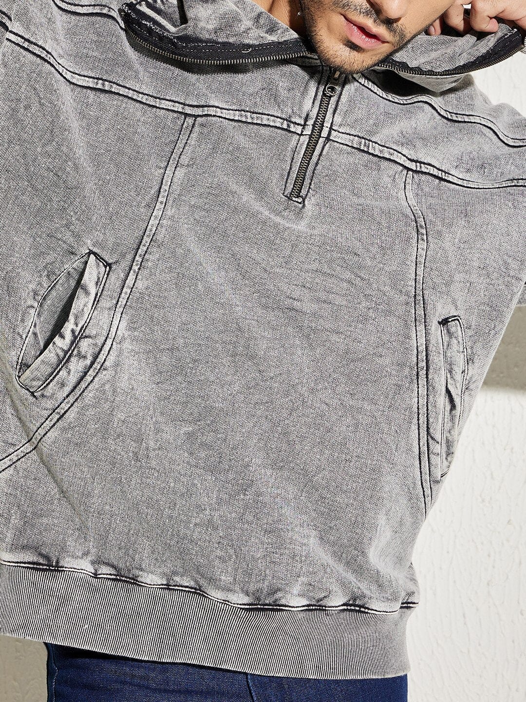 Acid Washed Baggy Smugglers Hooded Sweatshirt - Image 6
