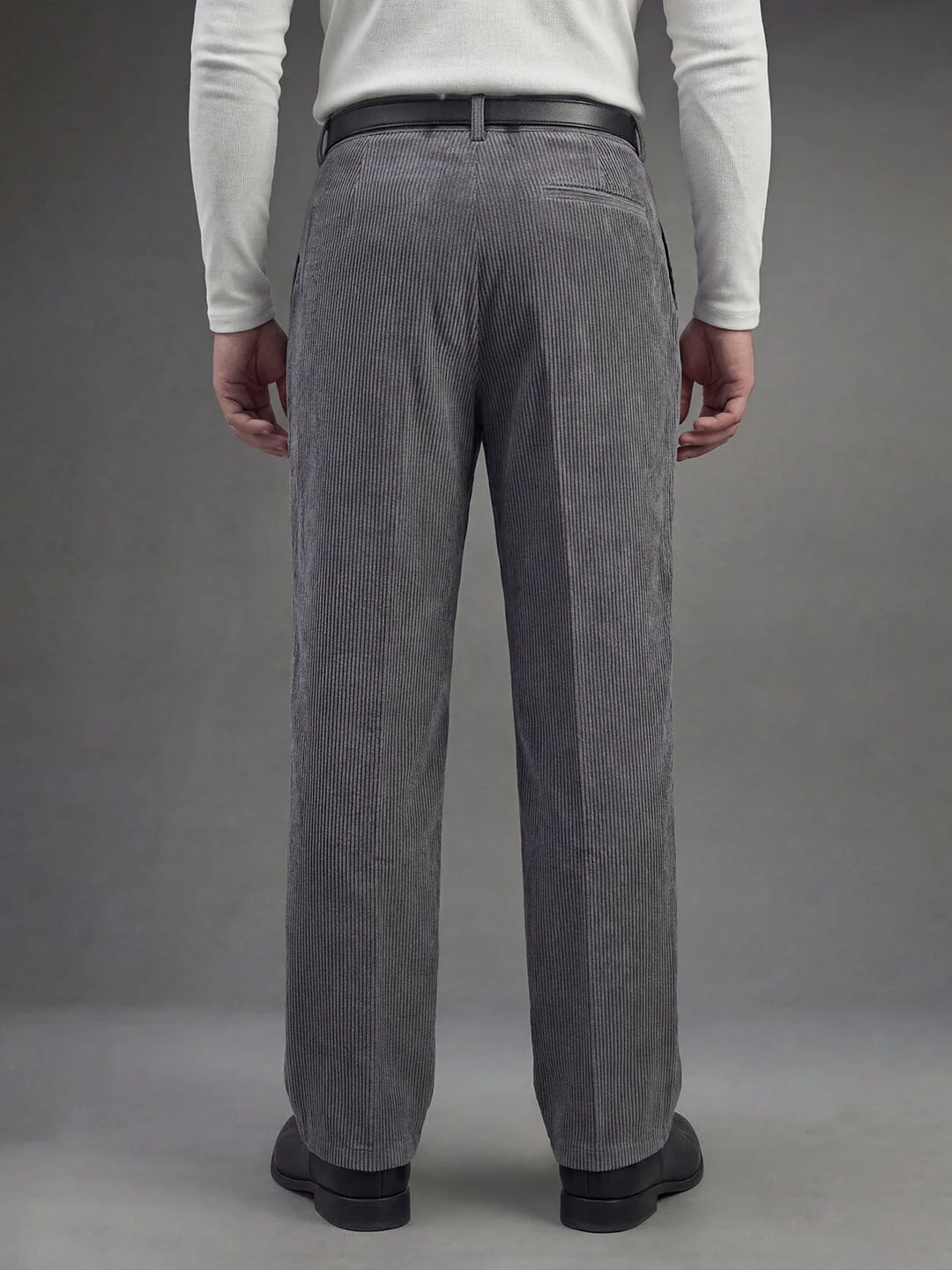 Ash Grey Corduroy Pleated Trousers - Image 6