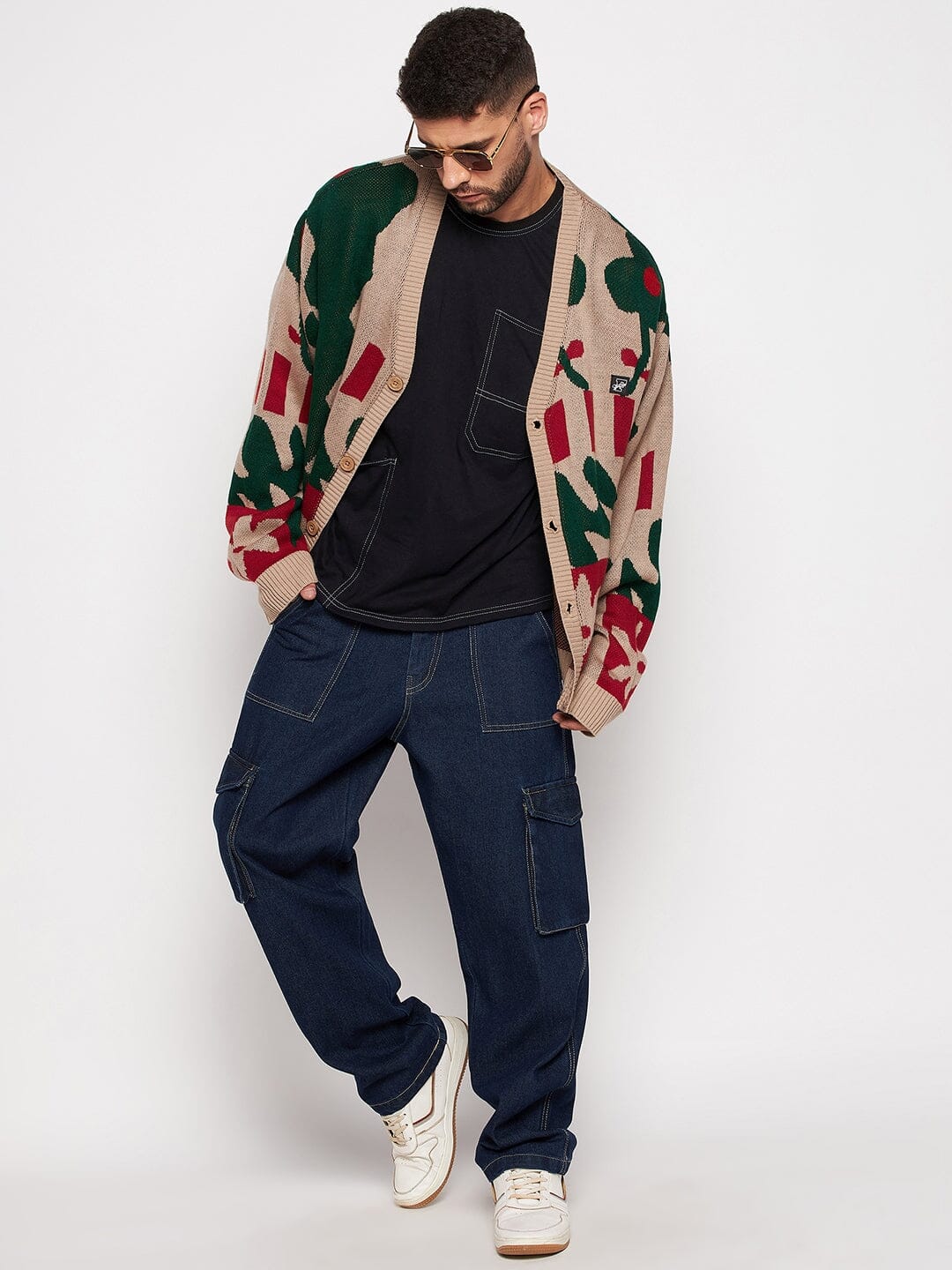 Beige Abstract Oversized Cardigan - Image 7