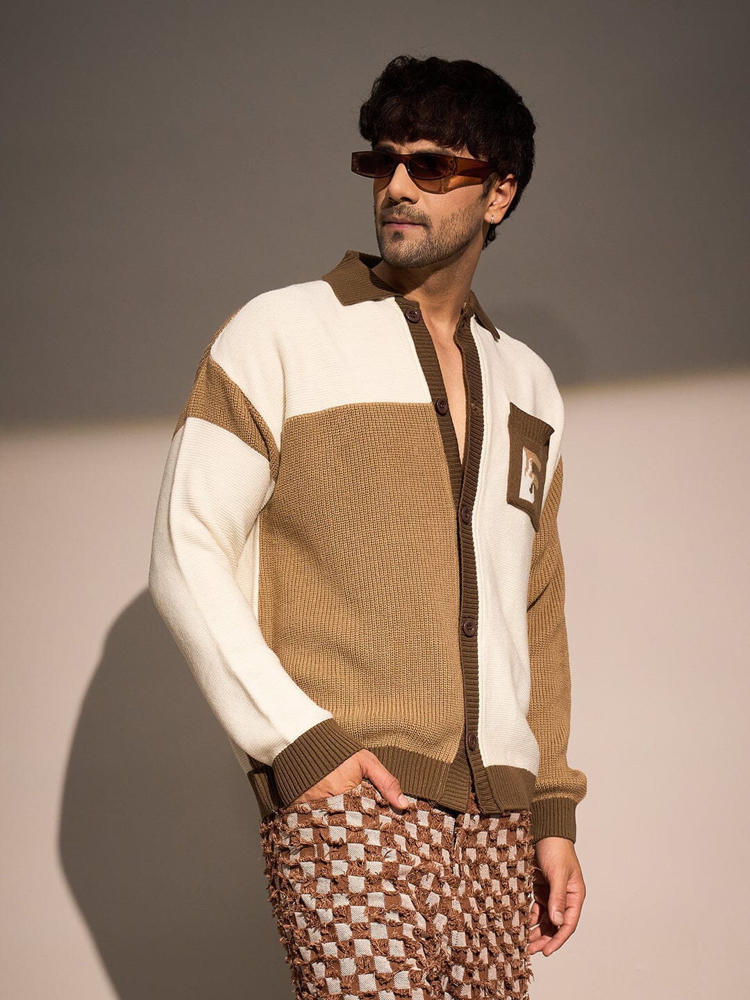 Beige & Brown Monogram Cardigan - Image 2