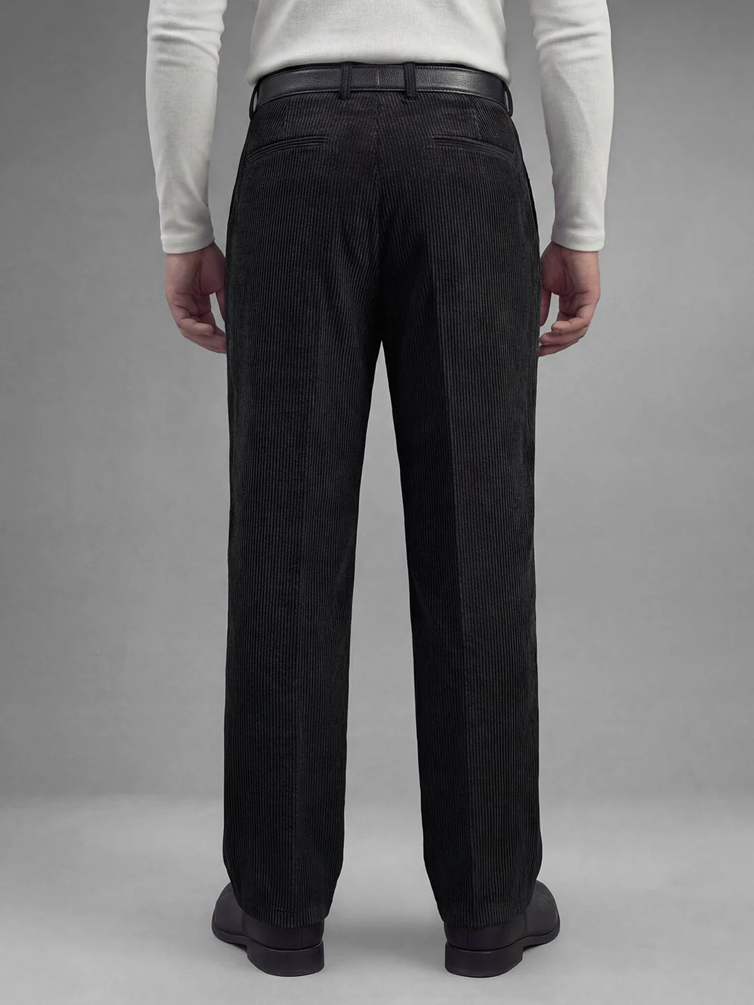 Black Corduroy Pleated Trousers - Image 5