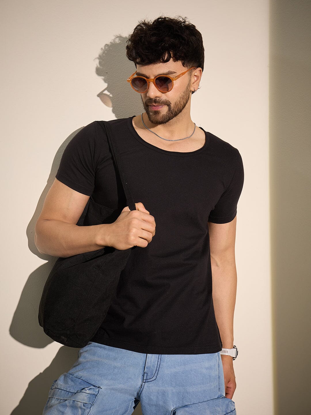 Black Deep Scoop Neck Tee - Image 4