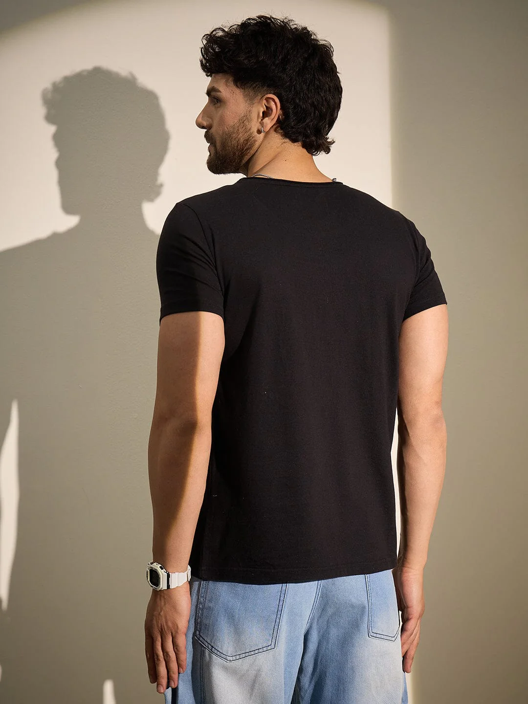 Black Deep Scoop Neck Tee - Image 5