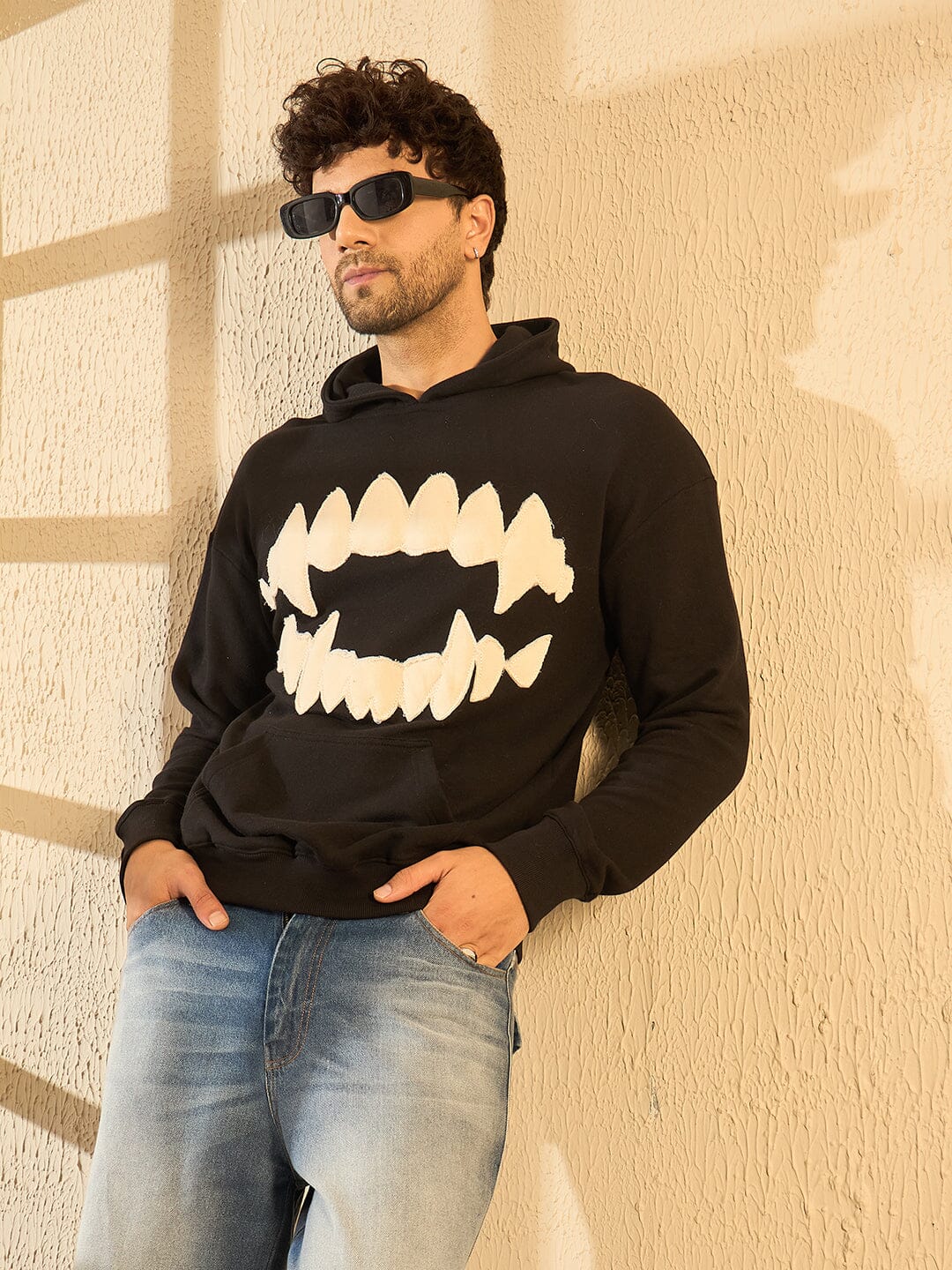 Black Fangs Embroidery Oversized Hoodie - Image 2