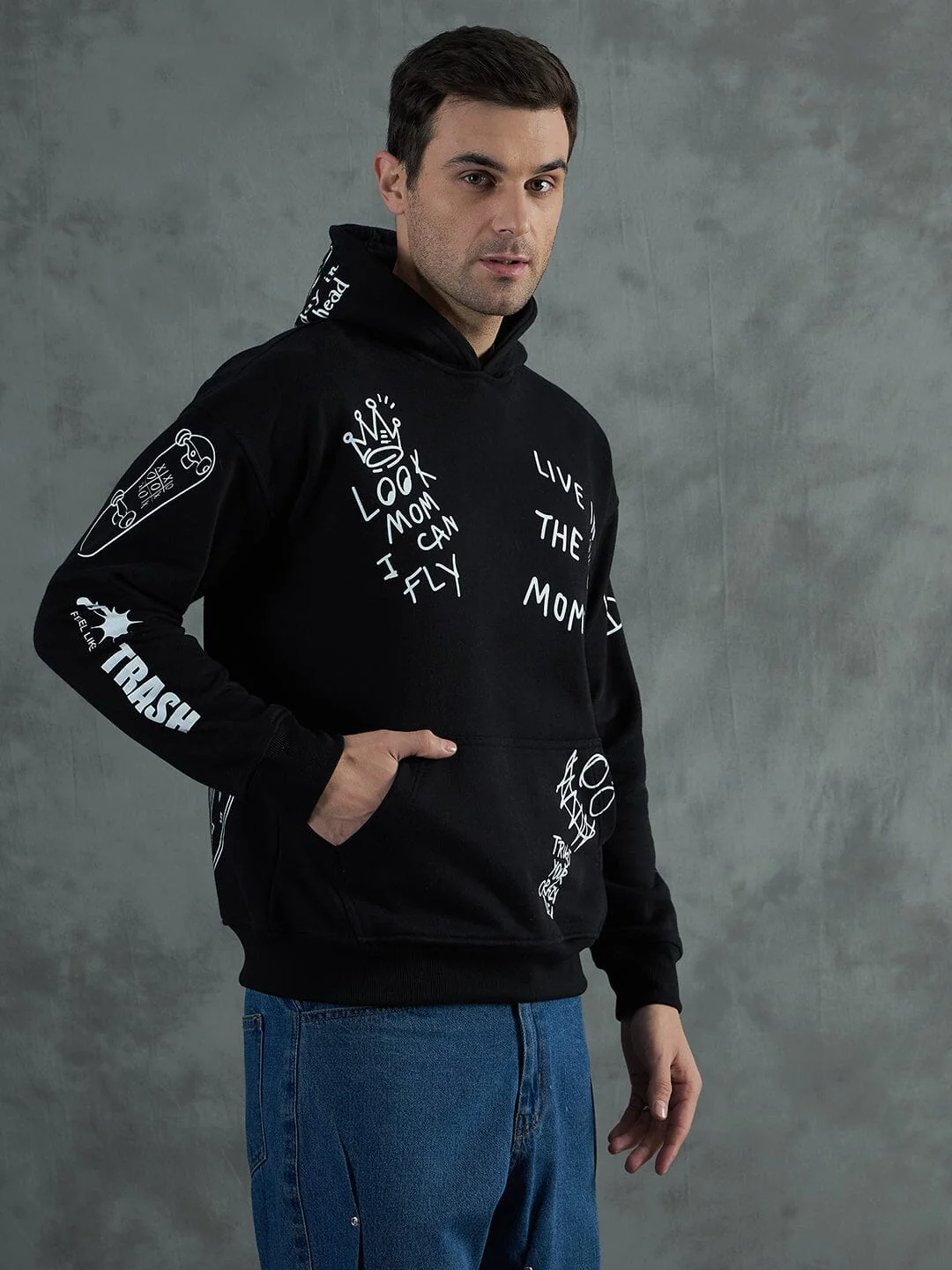 Black Graffiti Oversized Hoodie - Image 2