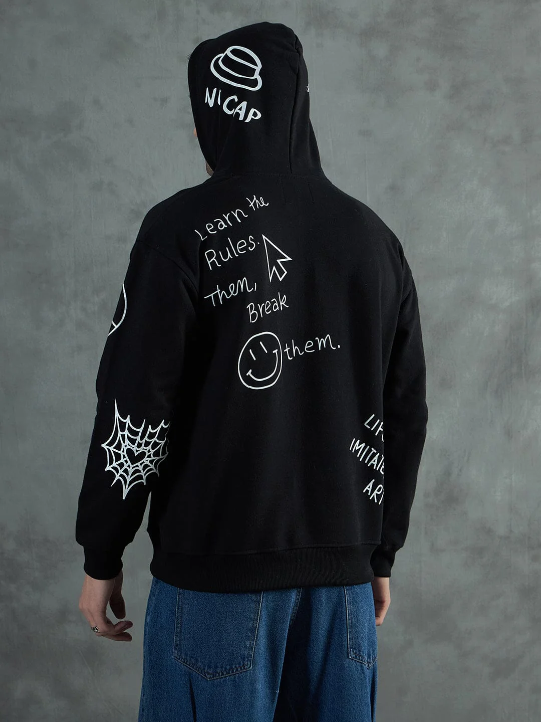 Black Graffiti Oversized Hoodie - Image 4