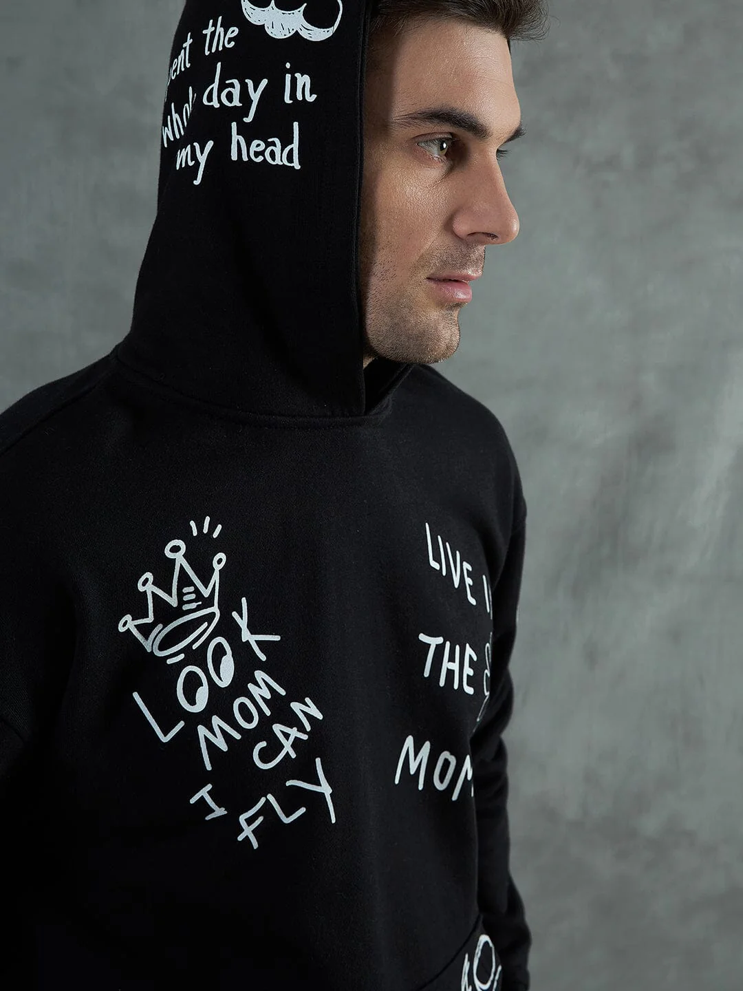 Black Graffiti Oversized Hoodie - Image 5