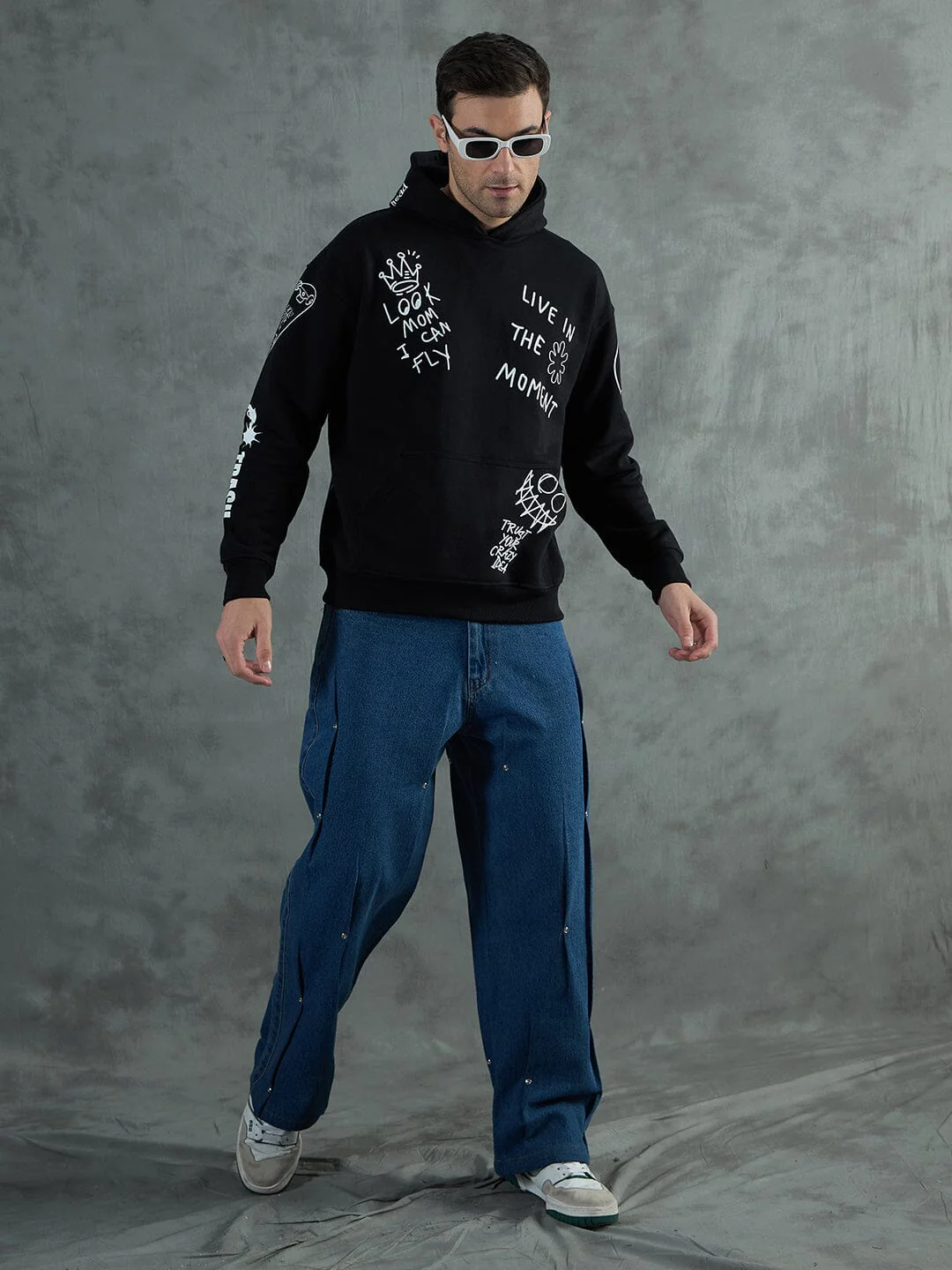 Black Graffiti Oversized Hoodie - Image 6