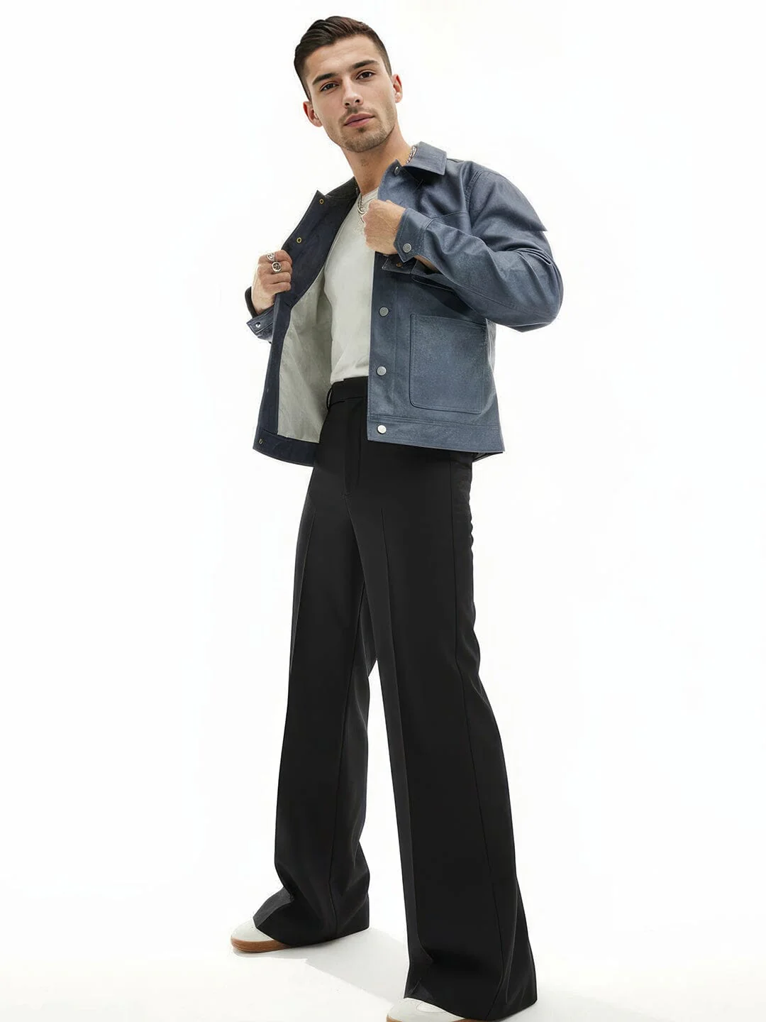 Black Highwaisted Bell Bottom Trousers - Image 7