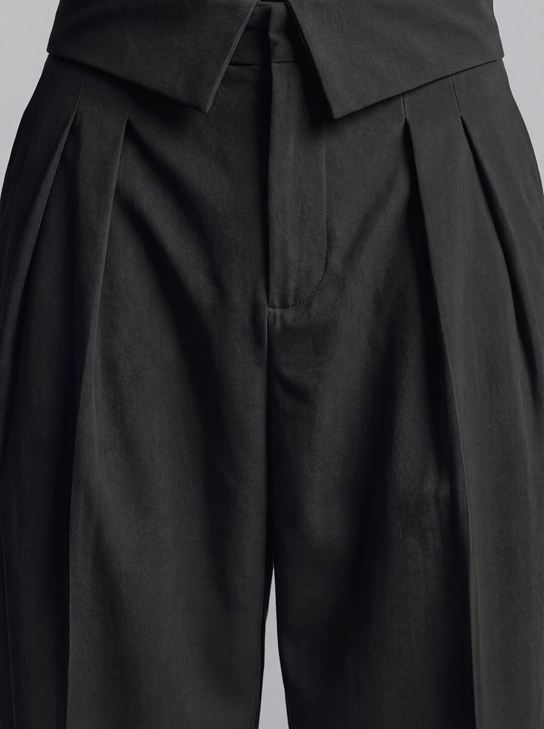 Black Inverted Waist Tailored Trousers - Image 3