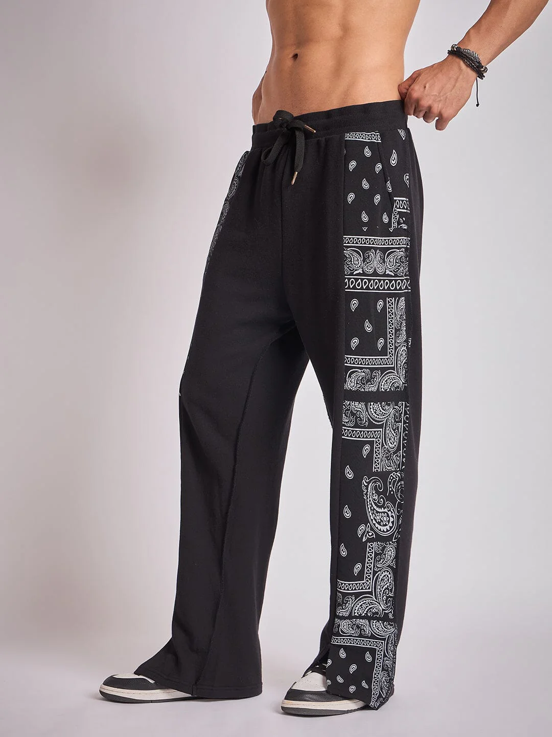 Black Paisley Panel Trackpants - Image 2