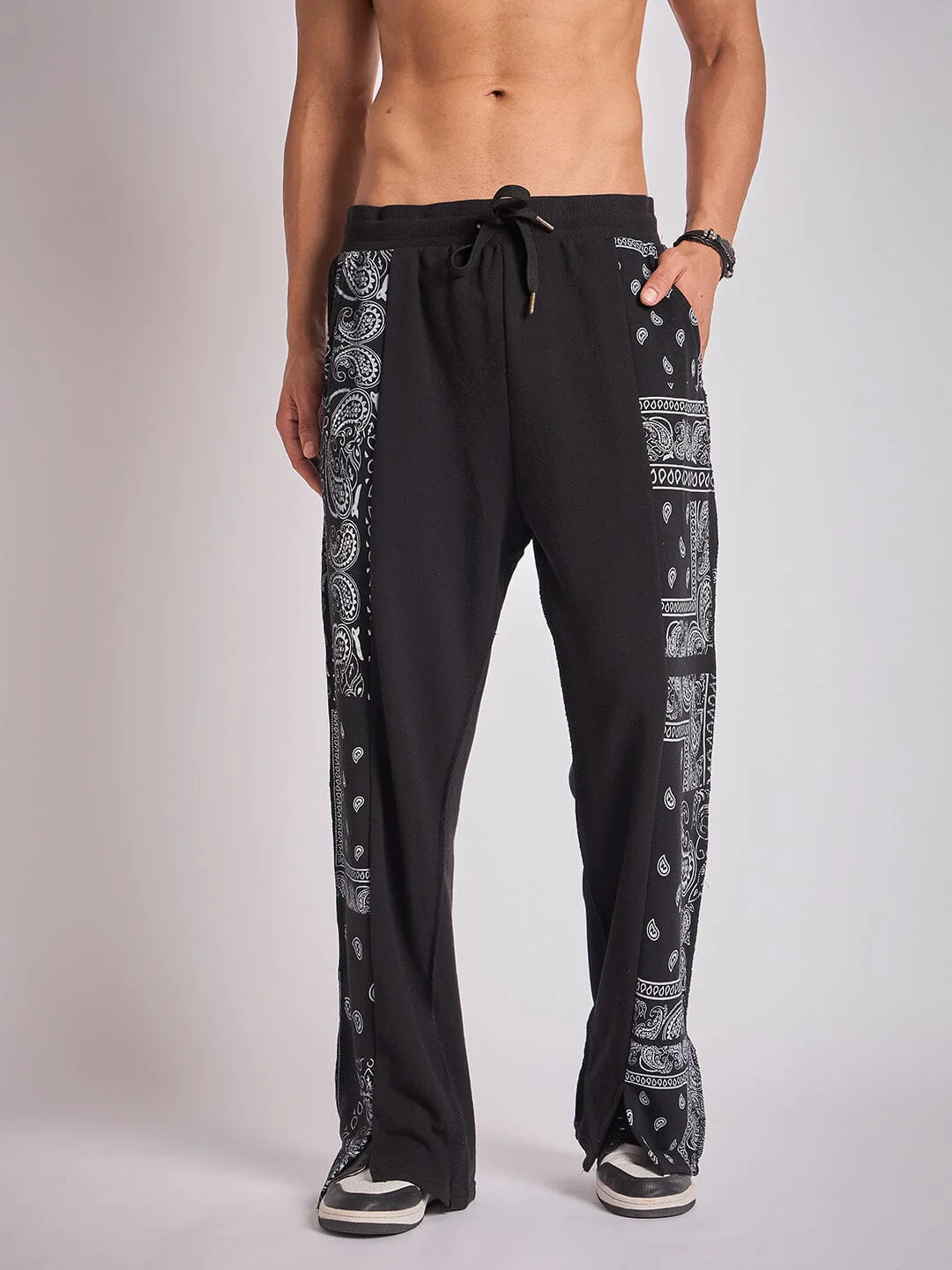 Black Paisley Panel Trackpants - Image 4