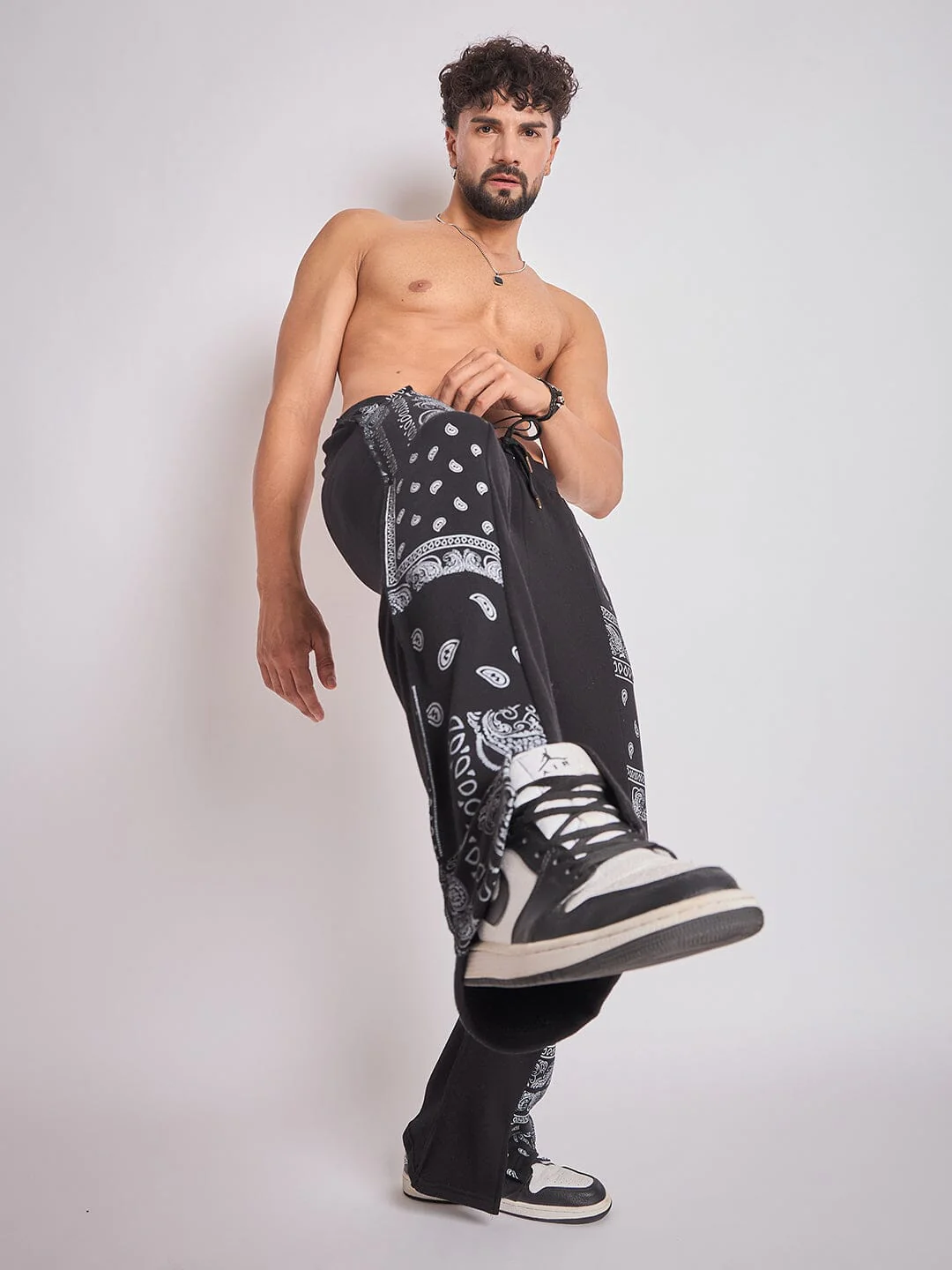 Black Paisley Panel Trackpants - Image 6