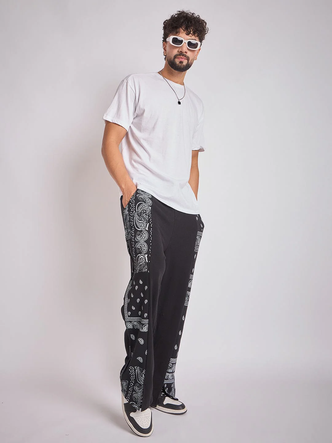Black Paisley Panel Trackpants - Image 7