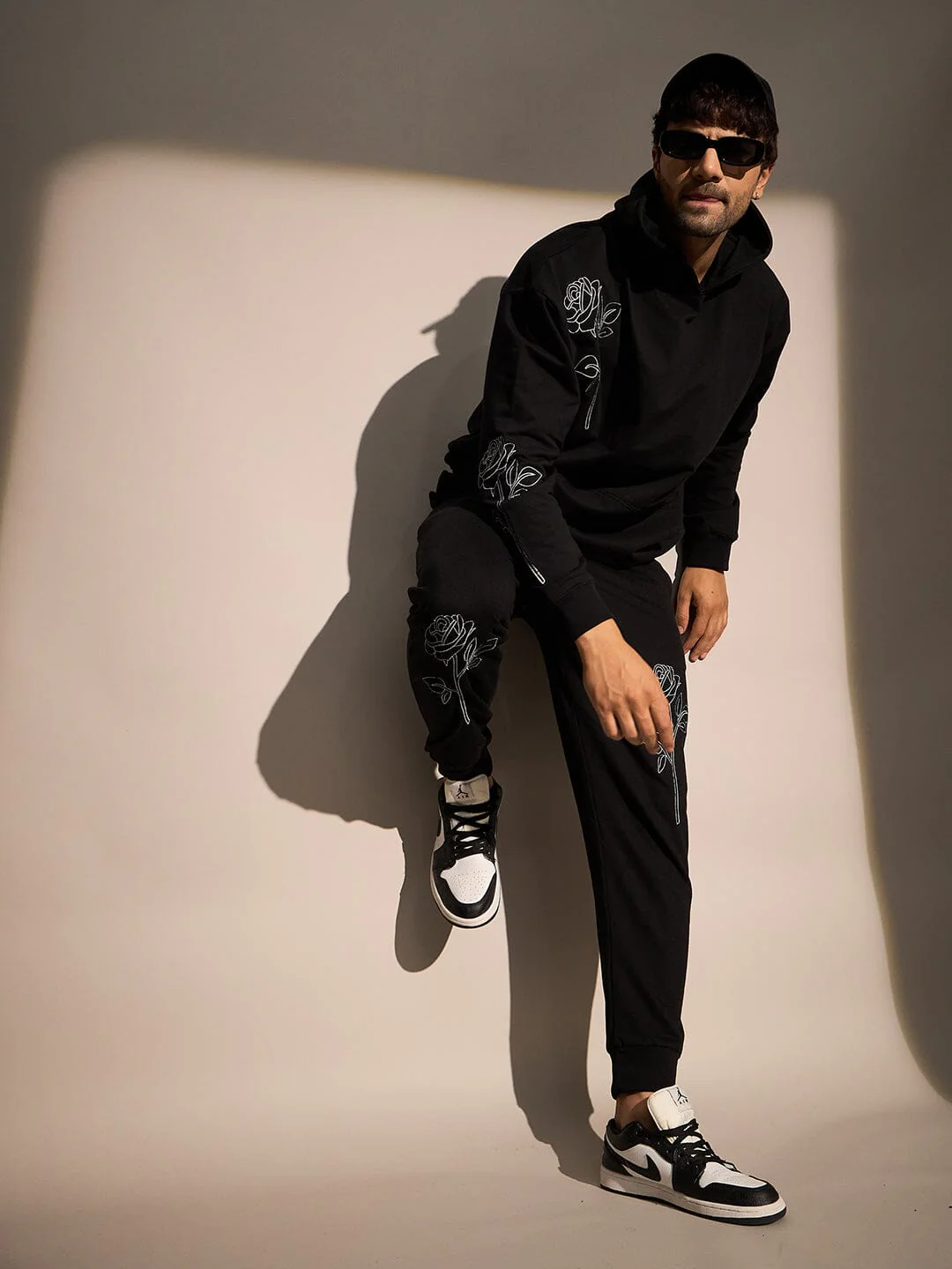 Black Rose Embroidered Oversized Tracksuit - Image 3