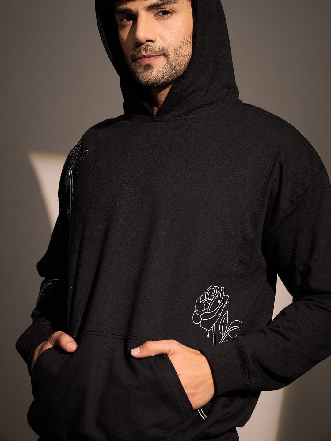 Black Rose Embroidered Oversized Tracksuit - Image 7