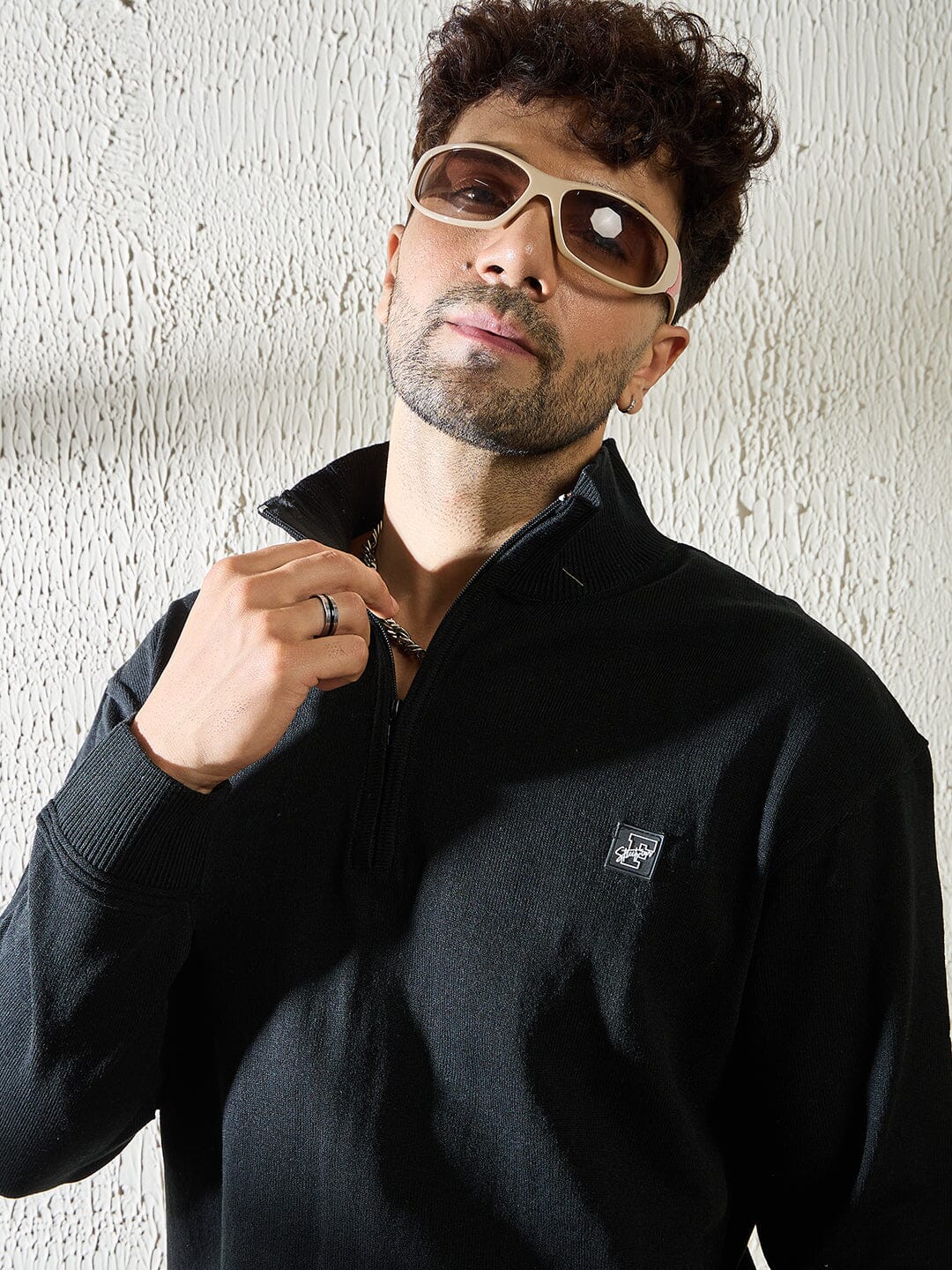 Black Turtleneck Quarter Zip Sweater - Image 2