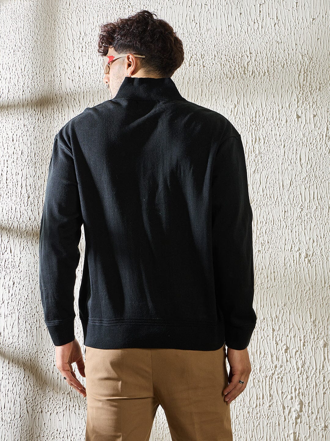 Black Turtleneck Quarter Zip Sweater - Image 3
