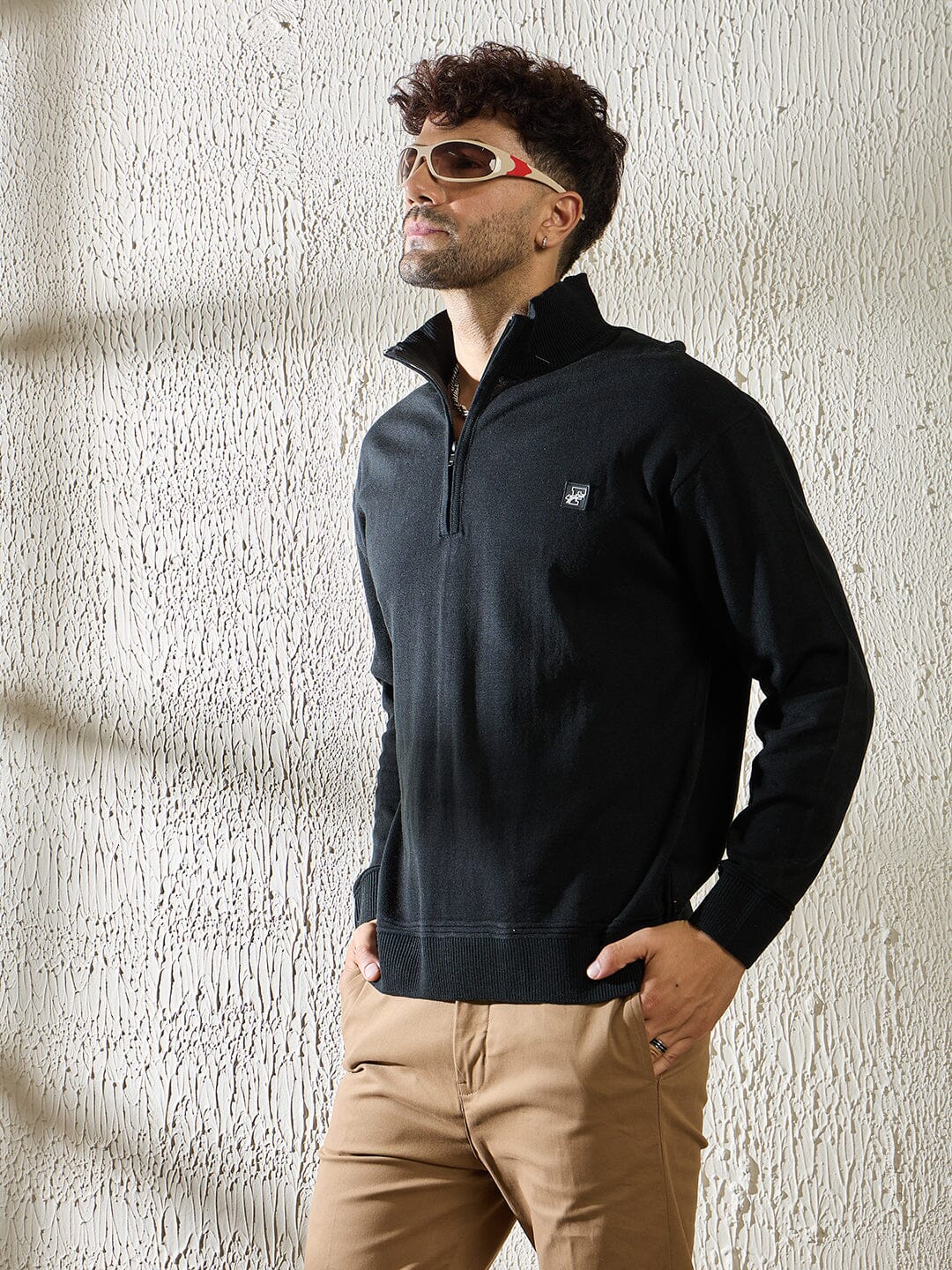Black Turtleneck Quarter Zip Sweater - Image 4