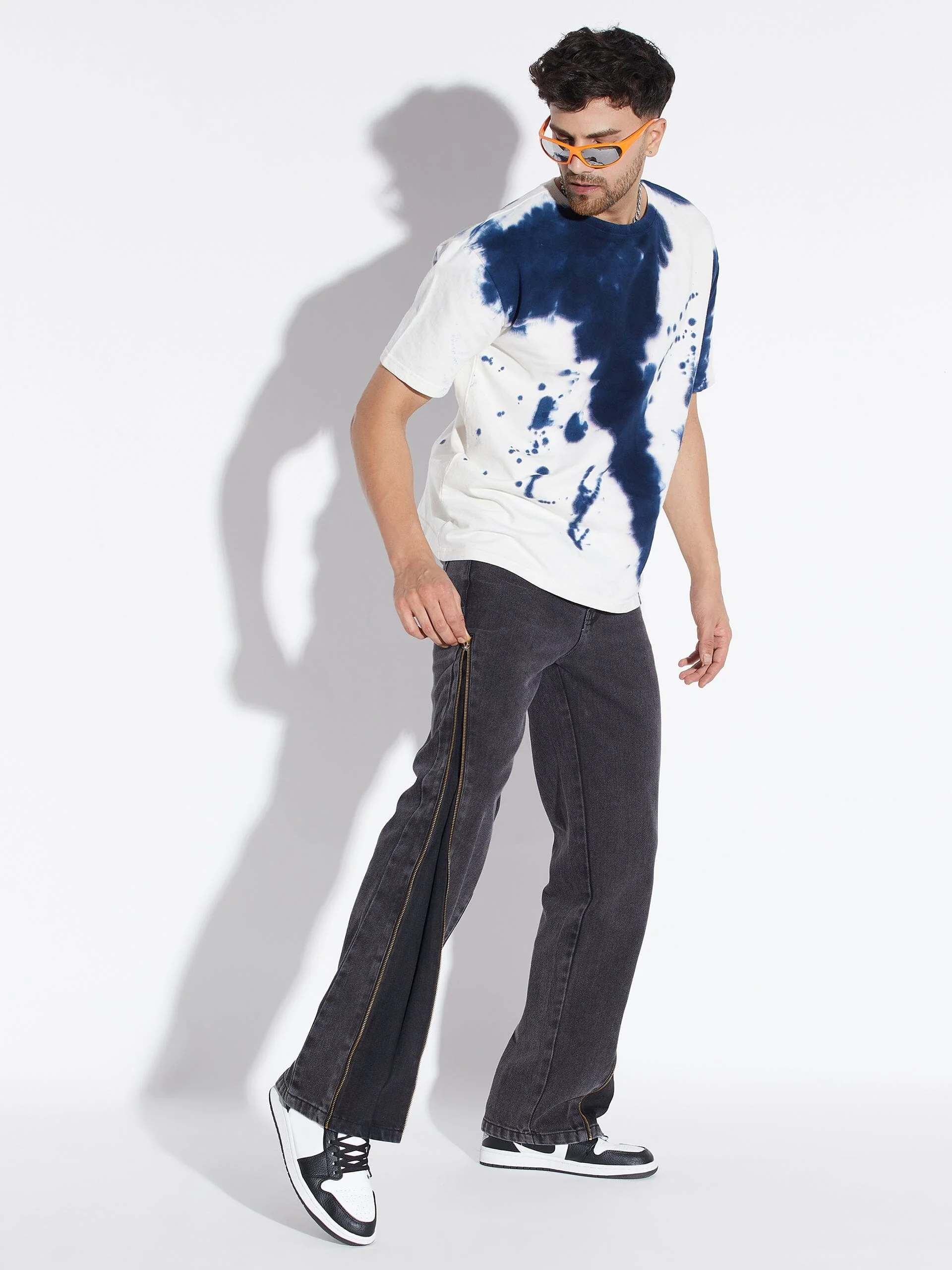 Black Zipped Adjustable Flared Denim - Image 7
