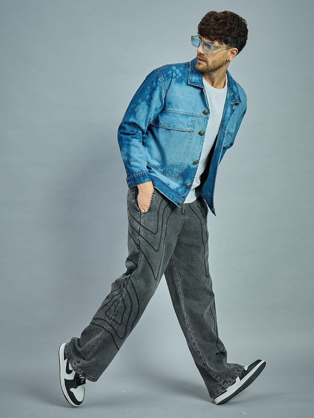 Bleach Washed Cropped Denim Jacket - Image 6