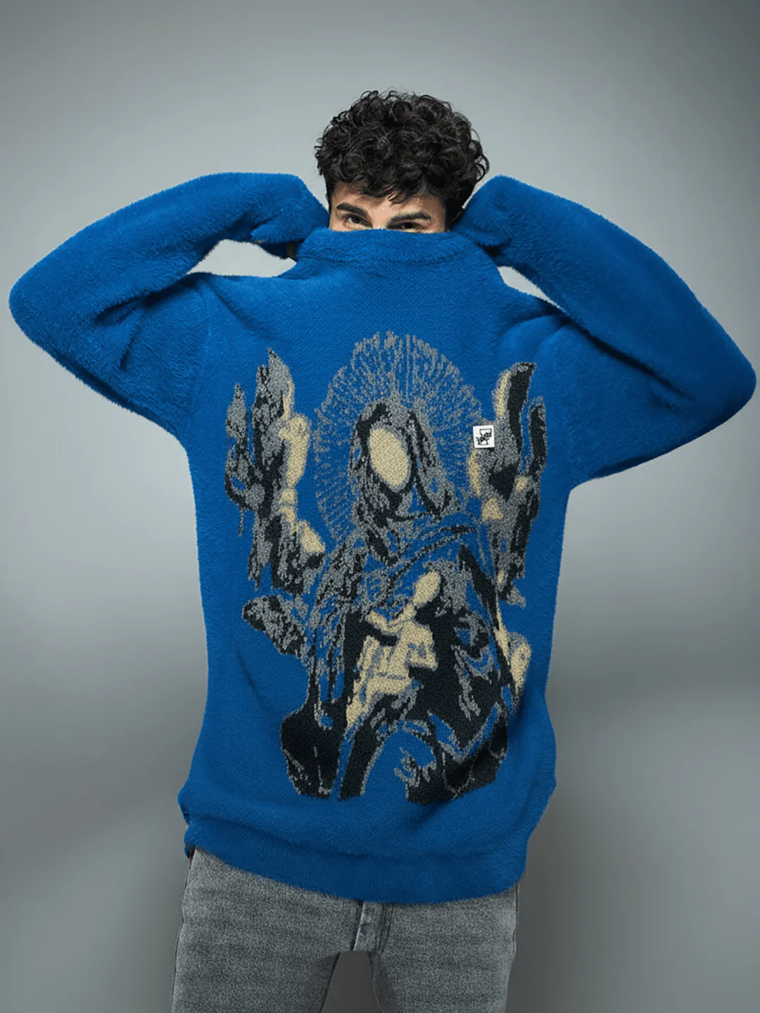 Blue Mohair Mother Mary Knitted Sweater