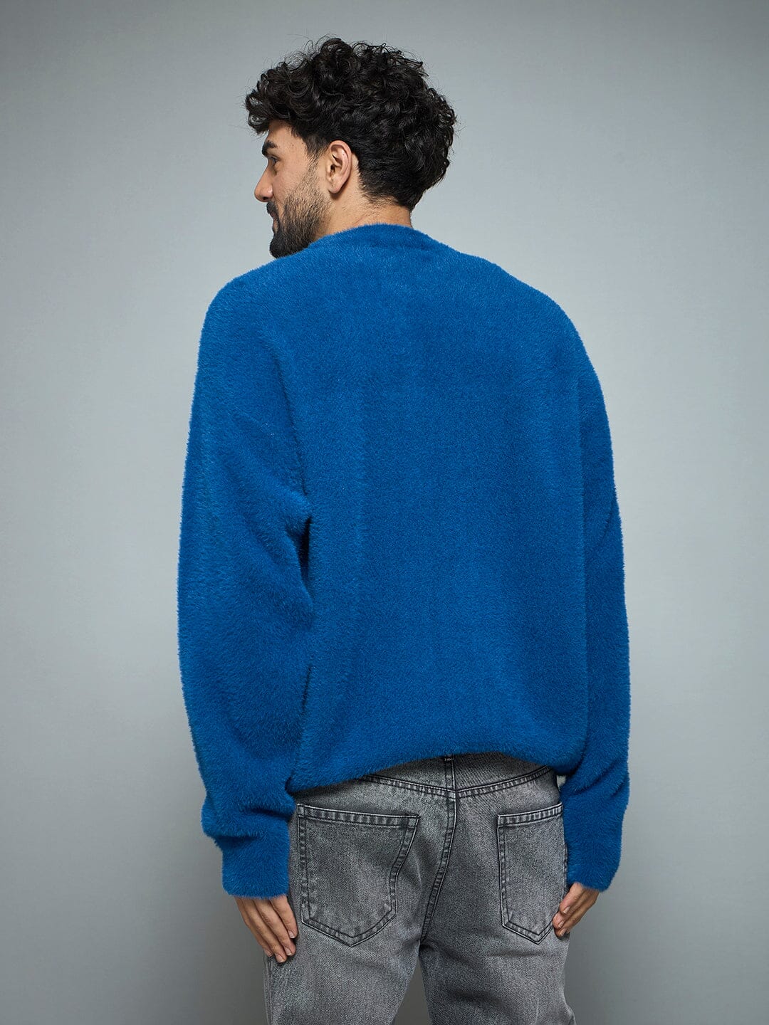 Blue Mohair Mother Mary Knitted Sweater - Image 5