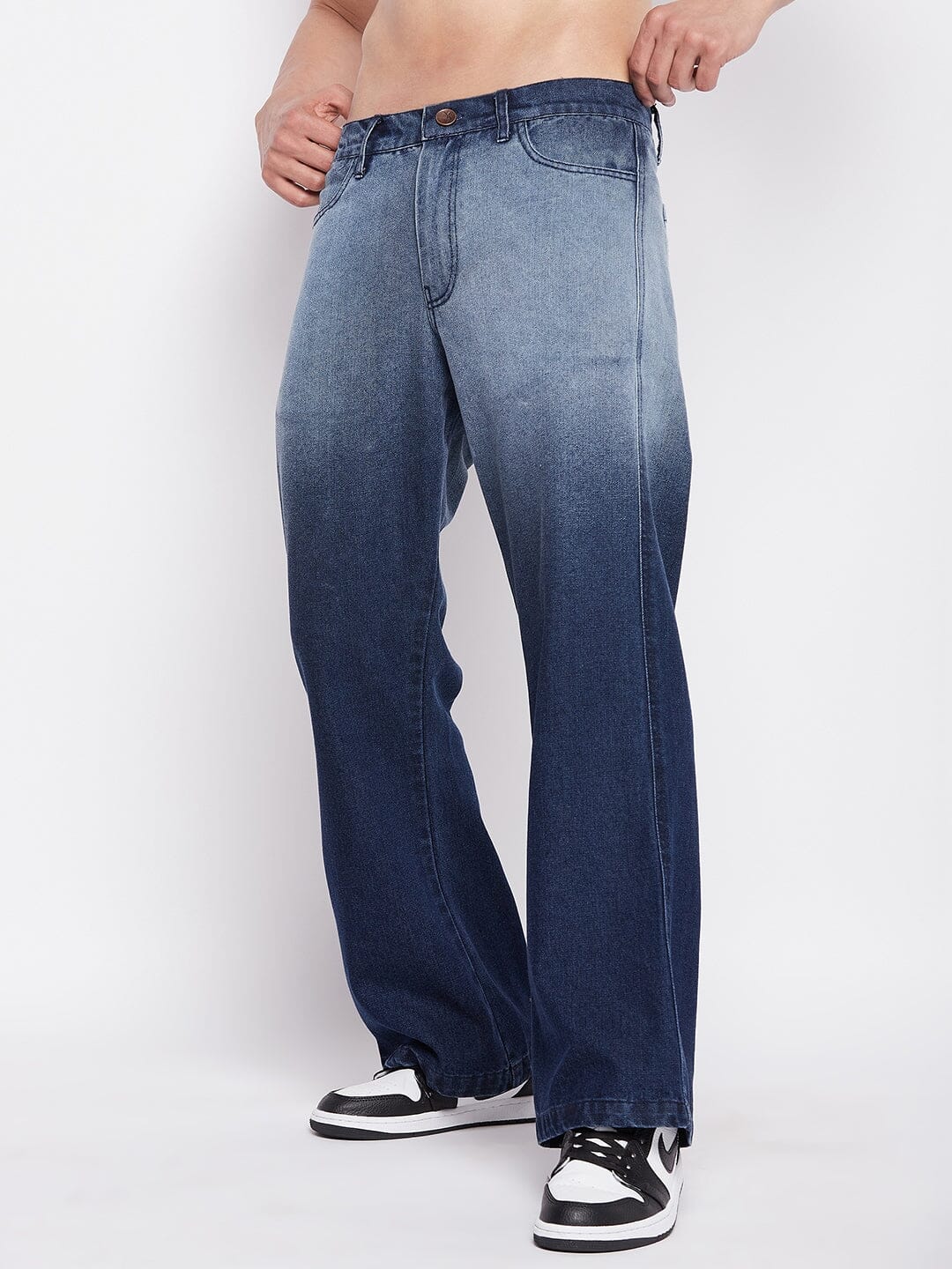 Blue Ombre Washed Flared Denim - Image 2
