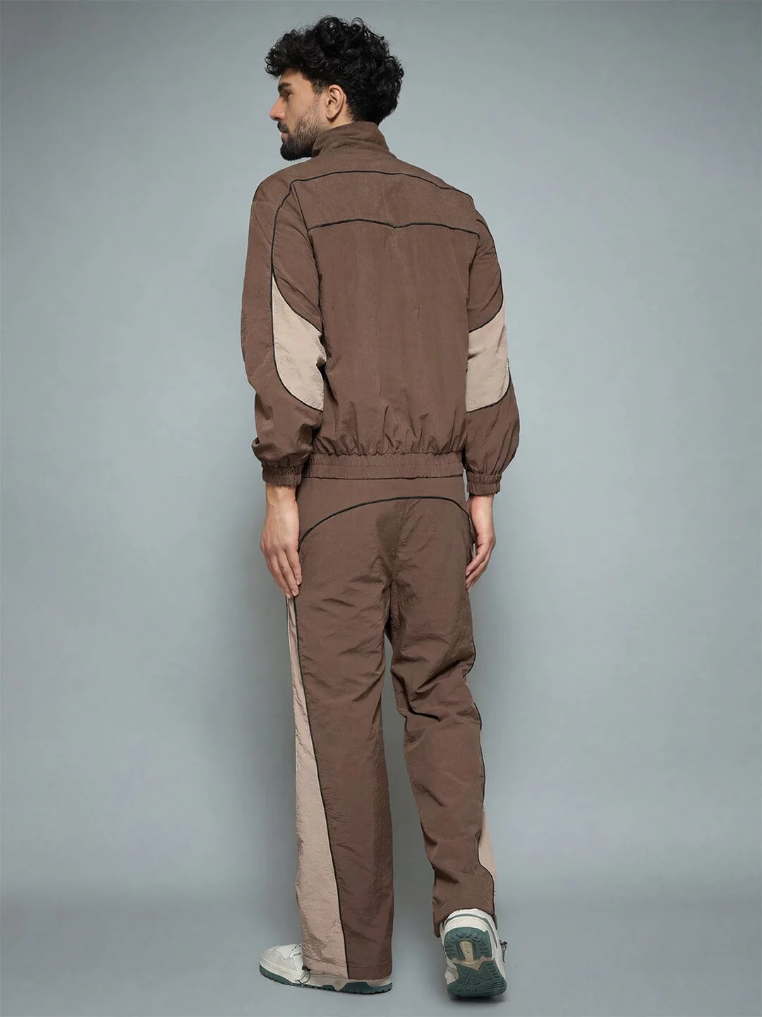 Brown And Beige Cut And Sew Tracksuit - Image 3