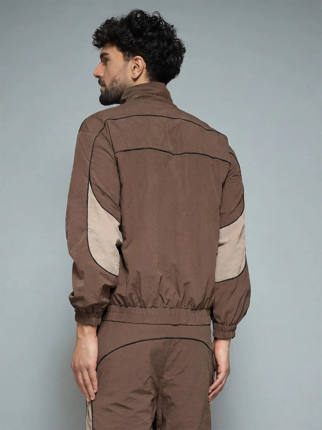 Brown And Beige Cut And Sew Jacket - Image 3