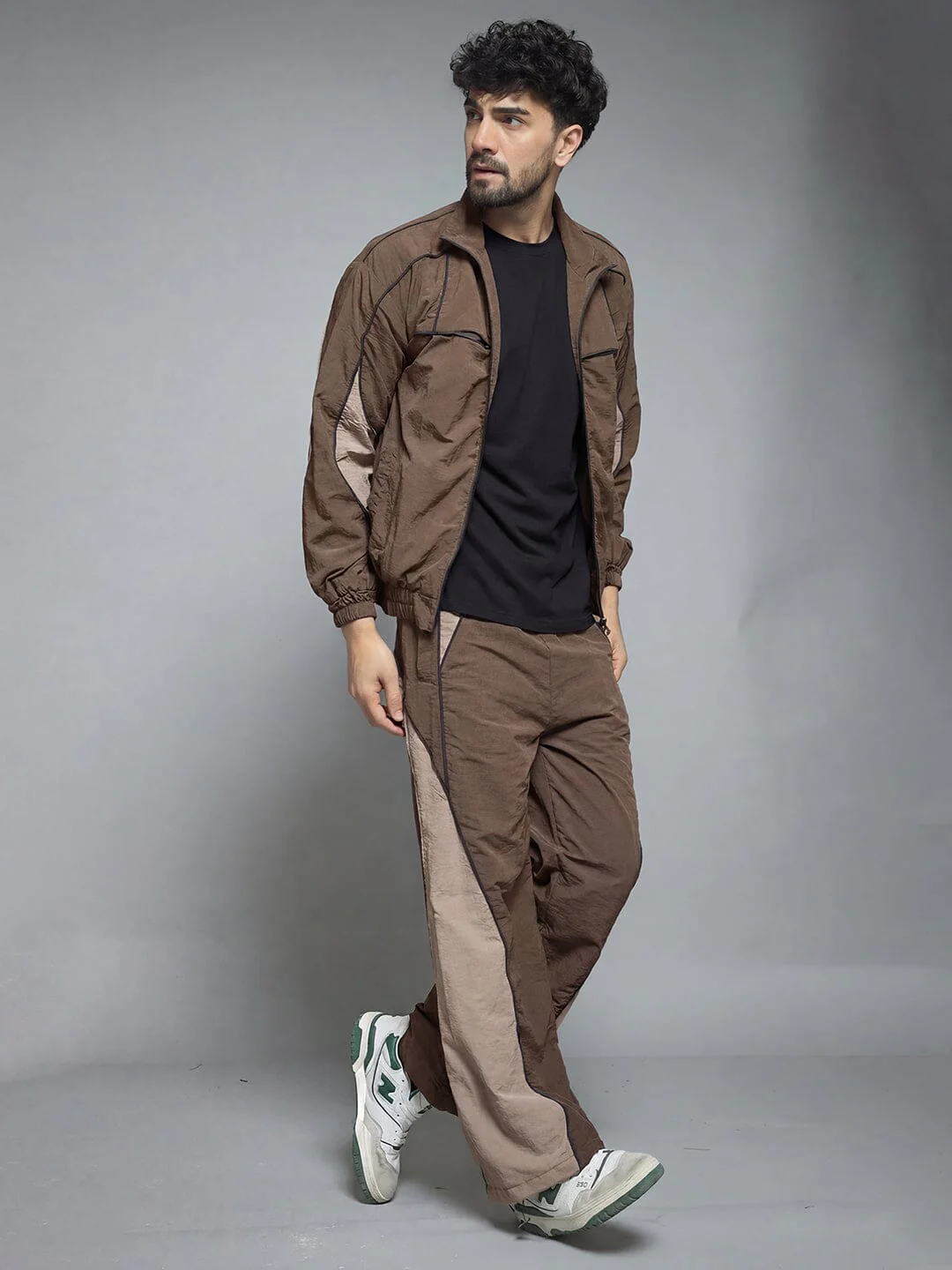 Brown And Beige Cut And Sew Jacket - Image 5