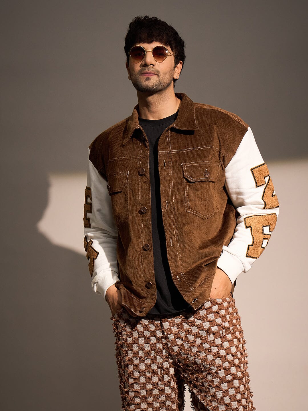Brown Corduroy Letterman Jacket - Image 3