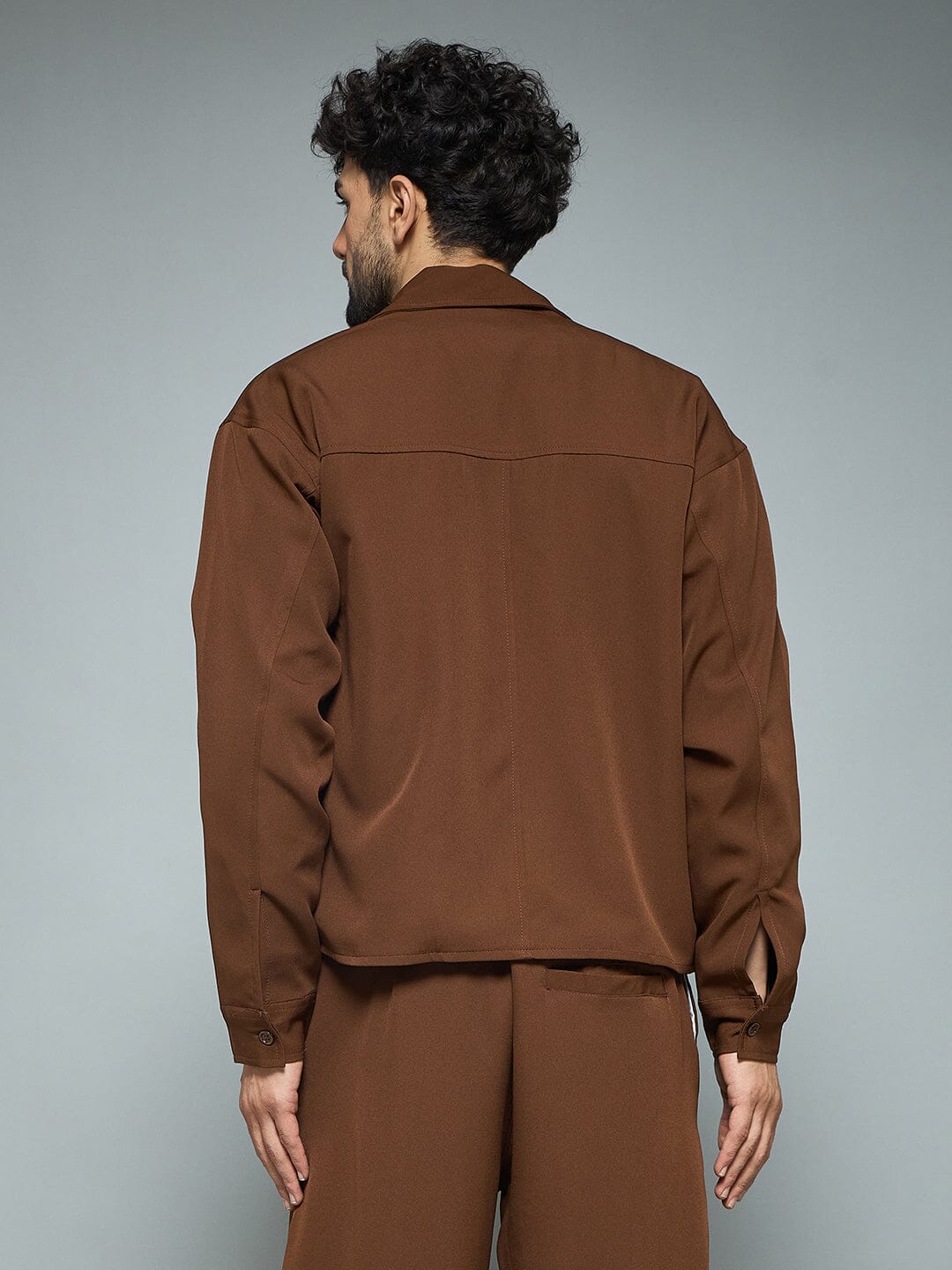 Brown Minimalist Korean Shacket - Image 3