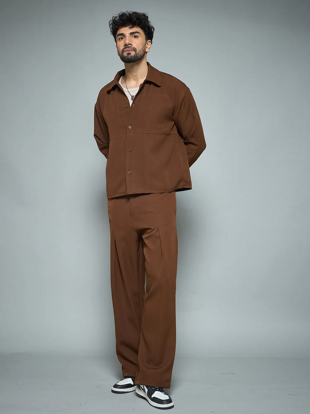 Brown Minimalist Korean Shacket - Image 5