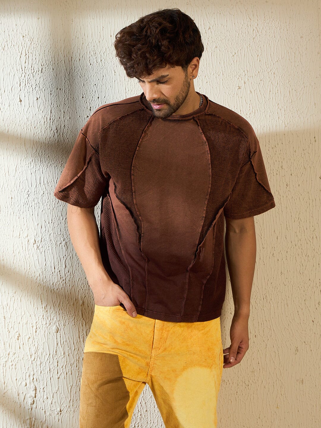 Brown Ombre Cut & Sew Oversized Tshirt - Image 2