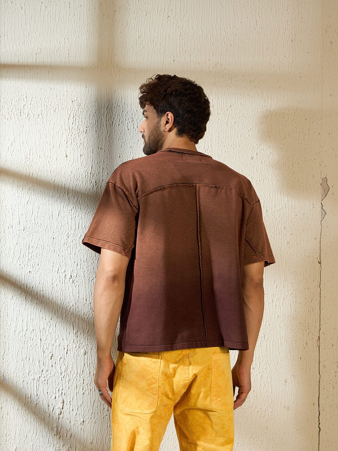 Brown Ombre Cut & Sew Oversized Tshirt - Image 5