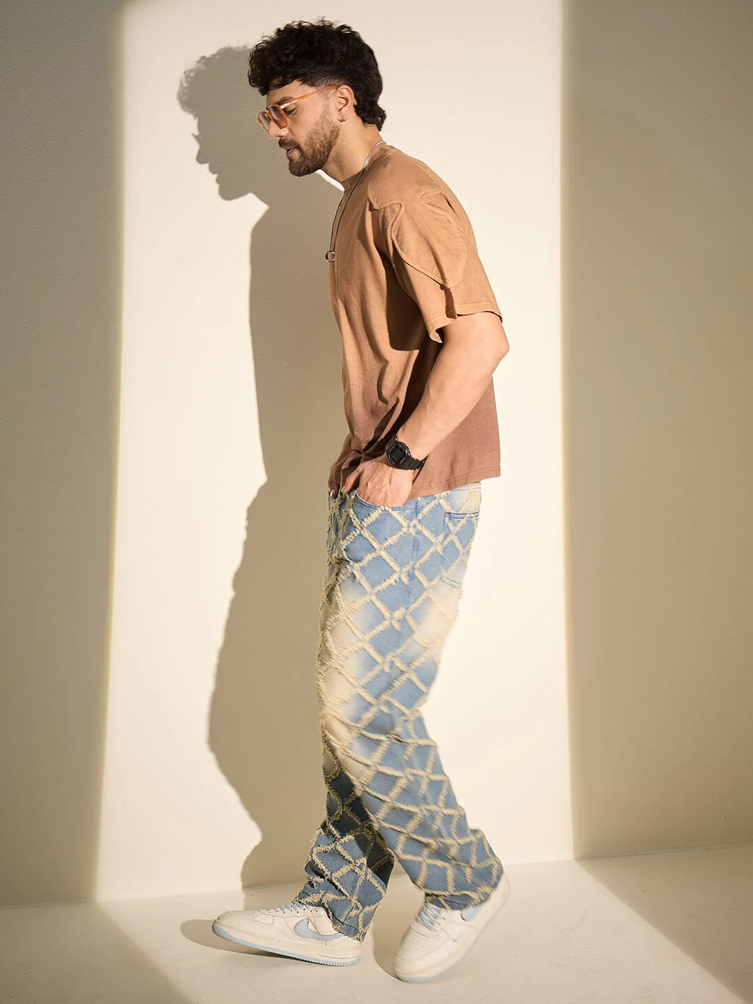 Brown Ombre Padded Shoulder Oversized Tshirt - Image 4
