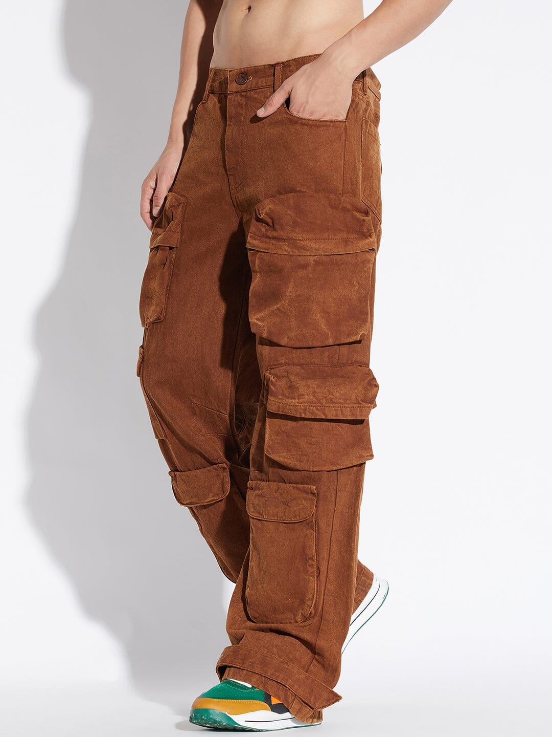 Brown Super Baggy Cargo Denim - Image 2