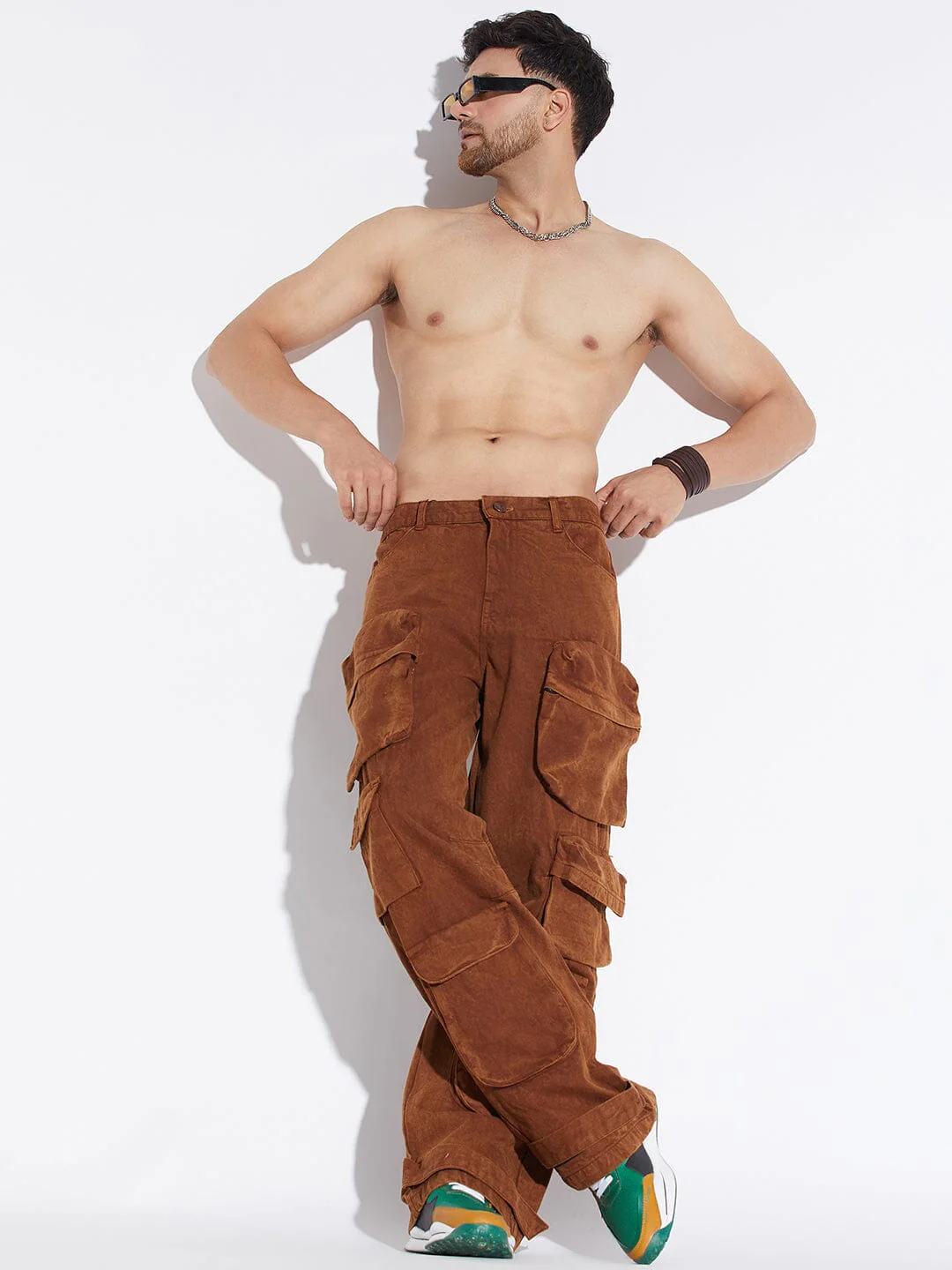 Brown Super Baggy Cargo Denim - Image 4