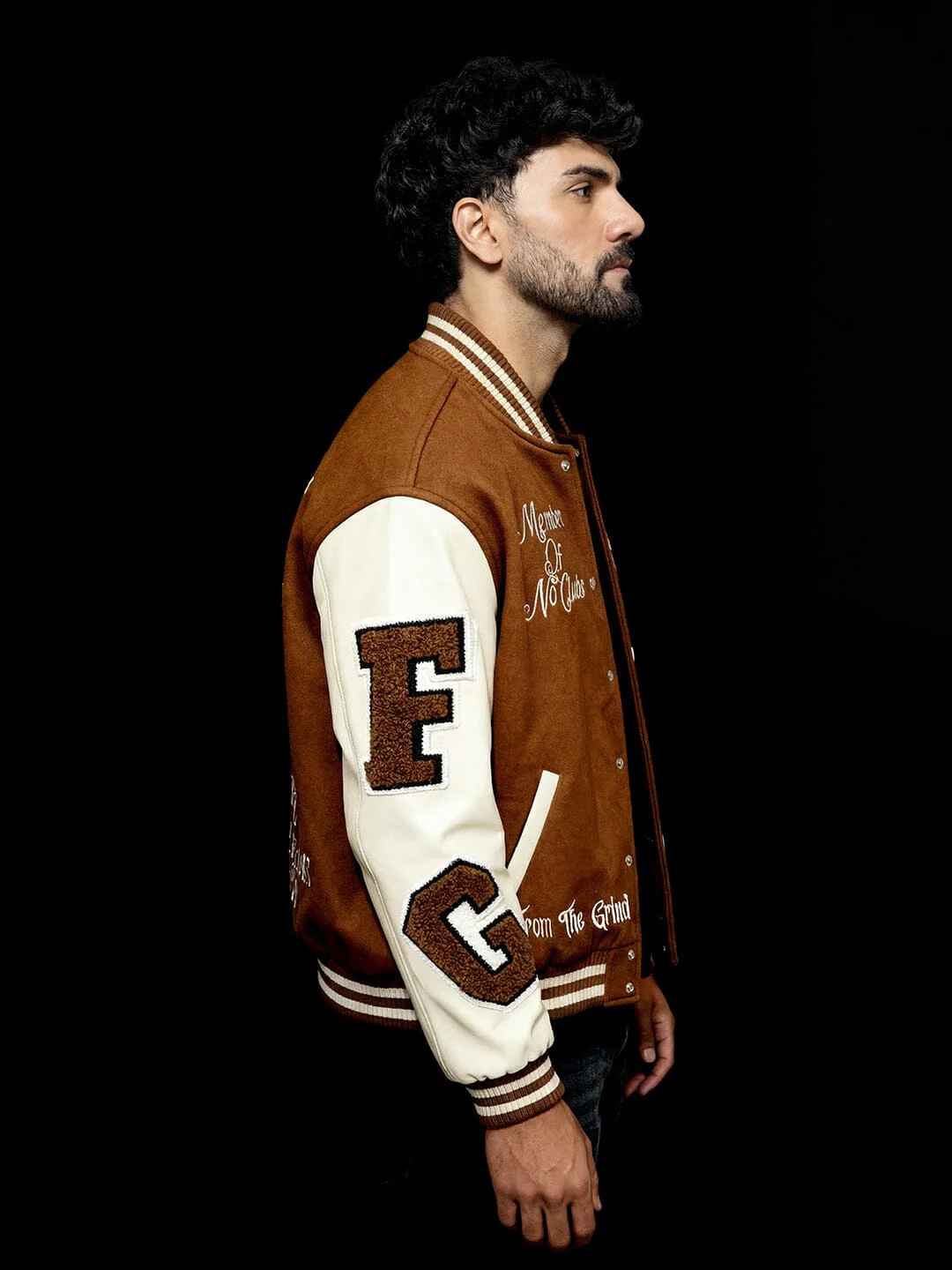 Brown Woollen Letterman Varsity Jacket - Image 5