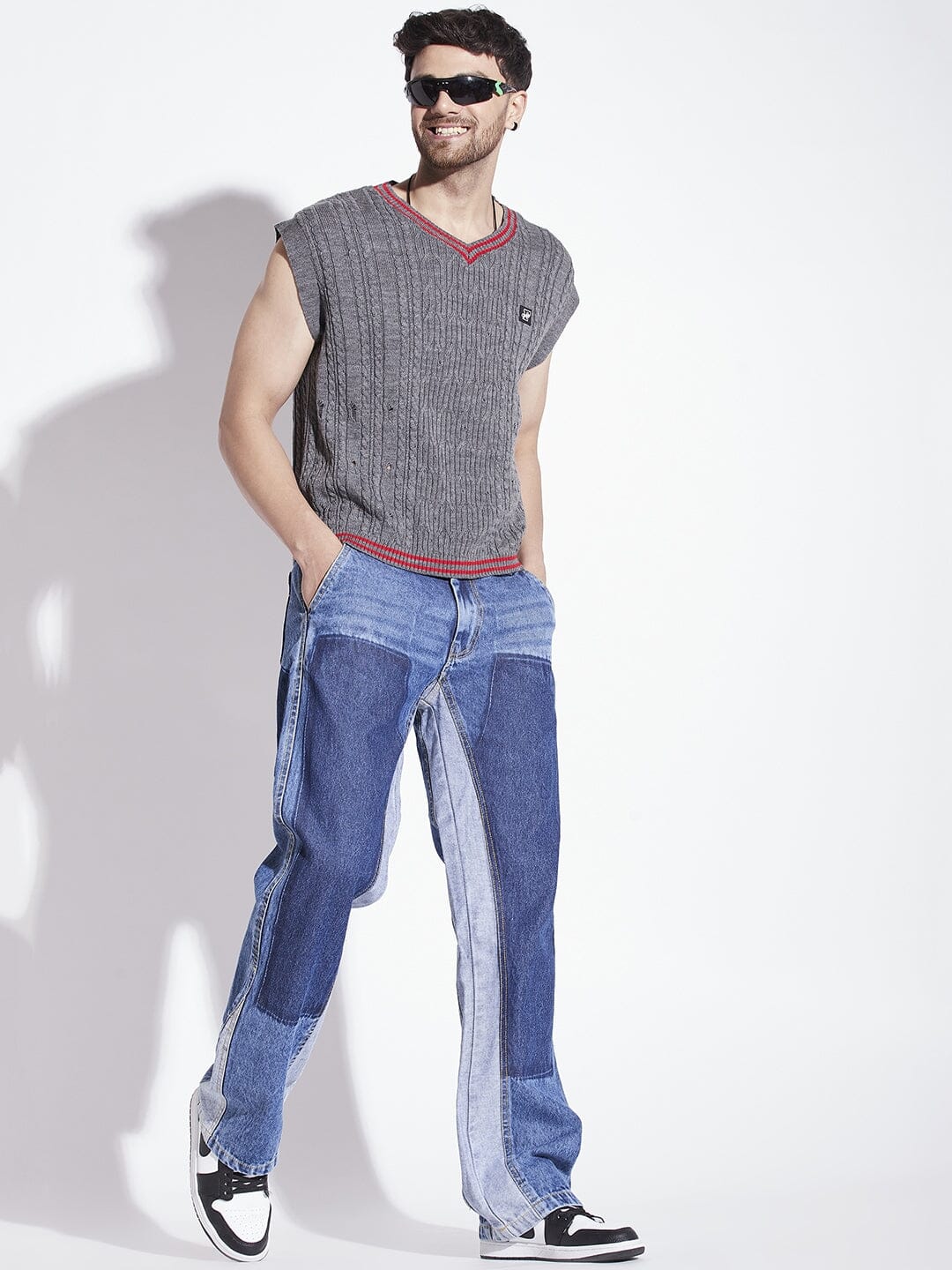 Charcoal Knitted Sleeveless Sweater - Image 3