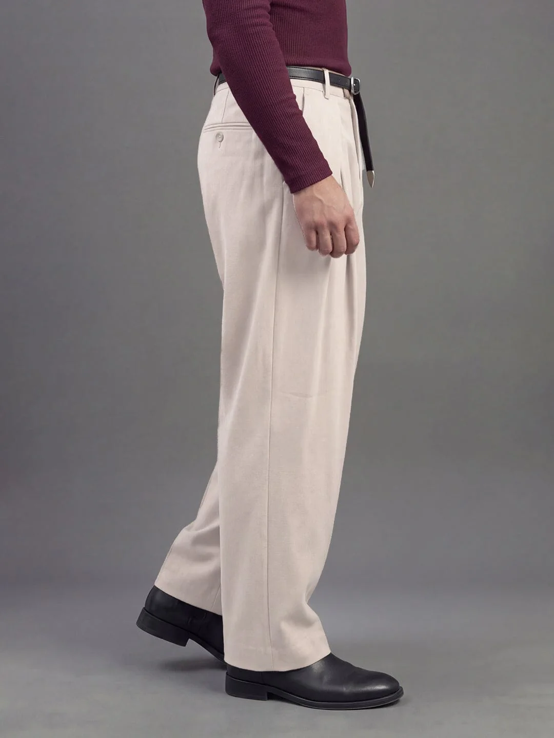 Cream Korean Pleated Trousers - Image 5