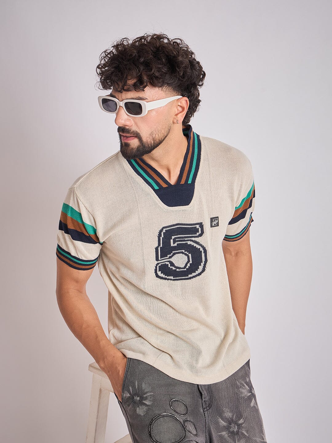 Cream Vintage Sports Knitted Jersey - Image 2