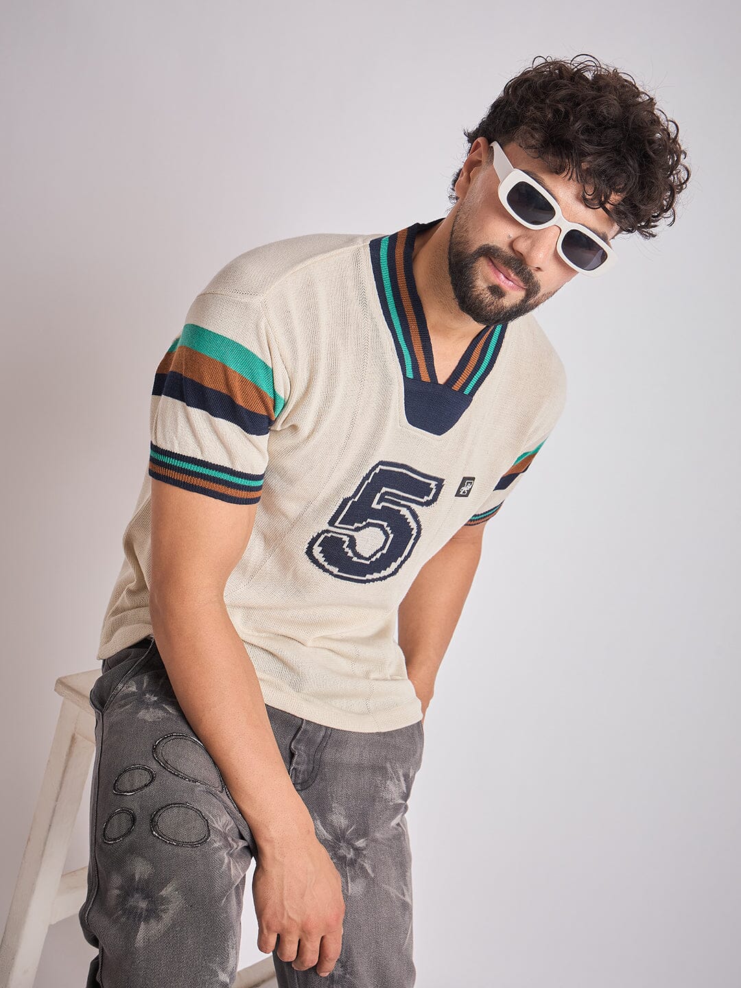 Cream Vintage Sports Knitted Jersey - Image 3